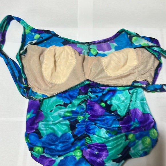 LE COVE Cove Blue and Purple One Piece Swimsuit with Sweetheart Neckline - Picture 2 of 5